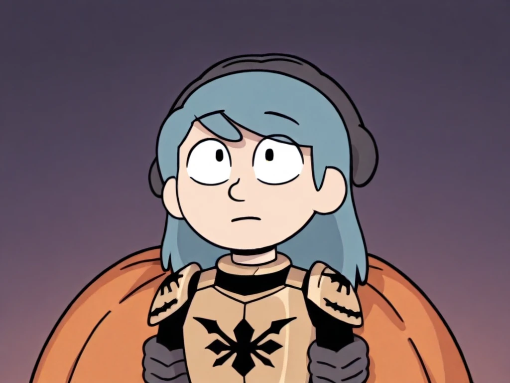 Hilda, blue hair, decapitated head, A headless entity, fancy skeleton armor, arcane aura , she holds her decapitated head in her arms with one hand. head grins devilishly. Staring at the sheep on an armored horse, fancy undead girl and undead horse, Halloween style, 