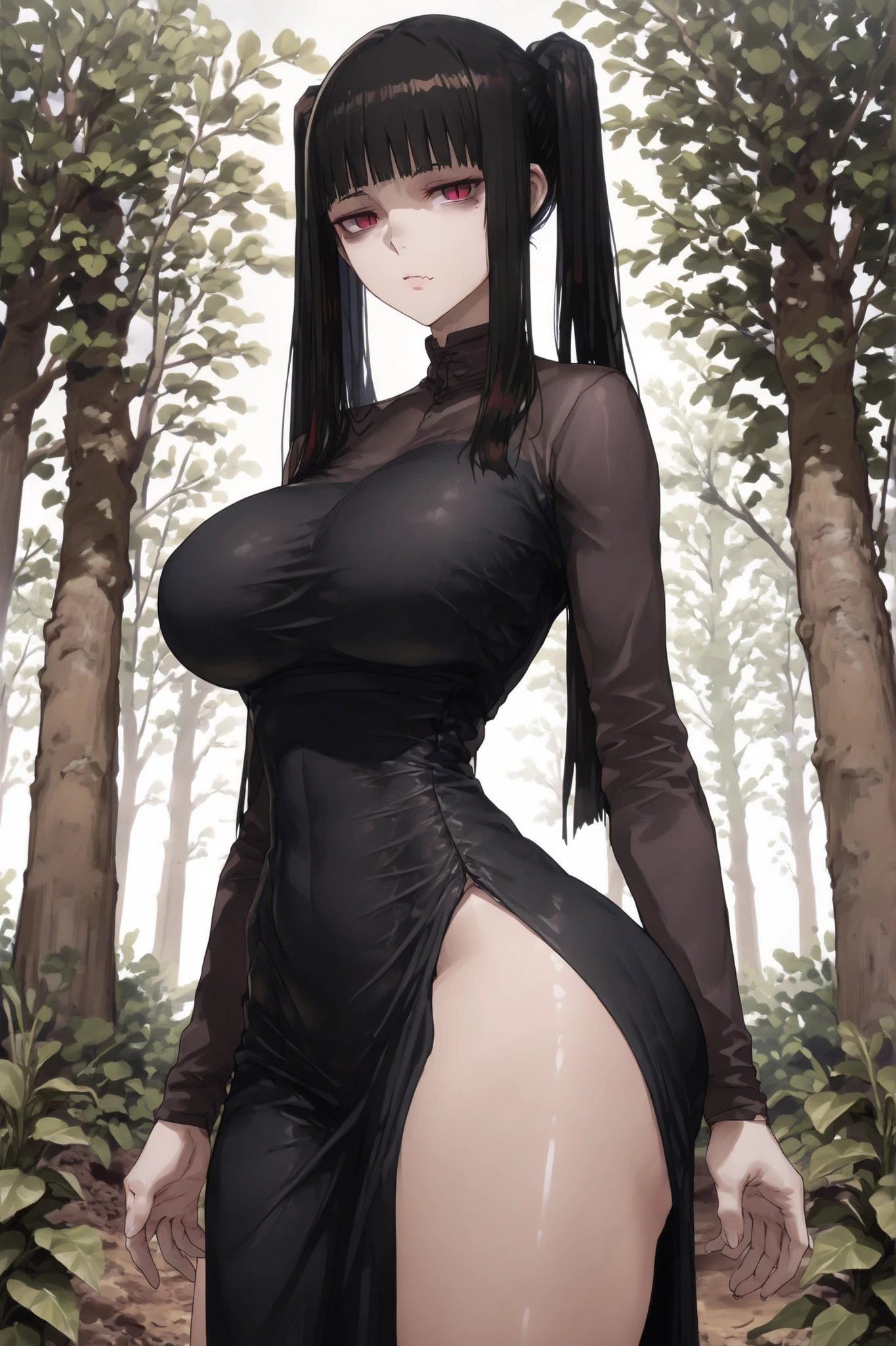 1girl, ((solo)), (((standing full body))), masterpiece, (high detail:1 1), Rough face, Natural skin, high quality, Hinata Hyuga, (((very long hair))), wavy detailed hair,(French braid hair), White eyes, (Big breasts:1.2 ),( smile:1.2),Face blush, (arm behind head:1.5), Sexy figure, perfect bodies, beautiful eyes, (Detailed face and eyes), (face: 1 2), voices, Extra, real photo, ... ... ........... PSD, sharp focus, contrast lighting, Delicate skin, High definition 8K, incredible details, realistic, professional photo shooting, 8K UHD, SLR camera, soft lighting , high high quality, film grain, Fujifilm XT3, magic, particle FX, (((she wears tight armor body suit))), (((in the forest, dark forest, horror forest, lavender field, cherry blossom petals))), looking at viewer, (((Show cameltoe))), ((full body)), ((standing)), gloves, ((huge ass)), nipples, ((long sleeves)), (((sexy slim body))), focus, ((black boots)), ((black gloves)), ((focus)), ((blush)), ((tight pants))