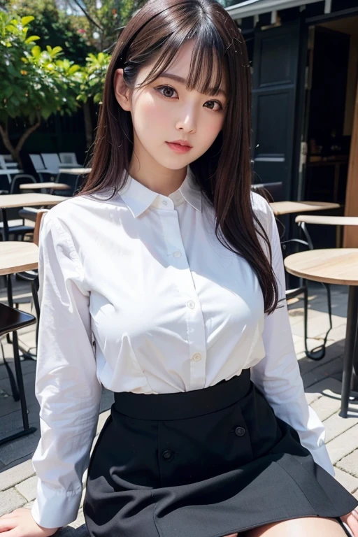 Alafi woman by the sea,sexy for,Black silk pleated skirt,white shirt,The shirt won't open,Black silk is worn on the legs,2 ,thicc,She was about 26 years old,Height 170 cm,korean people,Delicate face,realisticlying,Japan goddess,very Bigger breasts,Black stockings,Hand optimization,Thick legs,Wearing black stockings