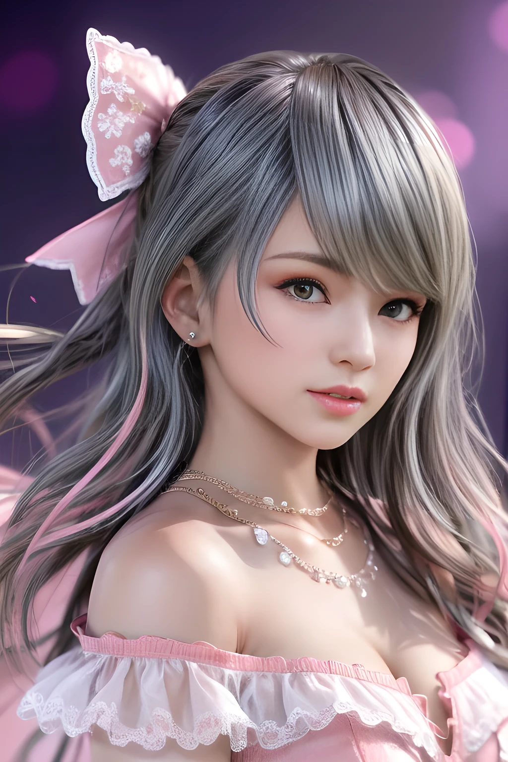 (8k, RAW photo: 1.2), highest quality, ultra high resolution, (((cleavage coordination from head to bottom of chest)), dramatic angle, (pink petals fluttering), (illustration), (1 girl))), (long hair ponytail), (transparent white sheer lace dress)), beautiful face (silver hair, blue eyes), (bright lip gloss, long eyelashes, smooth) face, Light skin, natural shadows, wide light, wide light, depth of field, strong colors, subtle caustics: 0.8), smile, (big), (rain: 0.9), behind the girl is Hanazono, (focus), ((standing on the surface of the water)), (color splash), colorful splash, ((colorful))), (sketch: 0.8), masterpiece, best quality, beautifully painted, highly detailed, (denoise: 0.6), [Splash Ink], (Ink Refraction)), (Beautiful Detailed Sky), Highly Detailed, (Masterpiece, Best Quality, Highly Detailed) CG Unity 8k Wallpaper, Masterpiece, Best Quality, Ultra Detail), (Lycoris radiata)