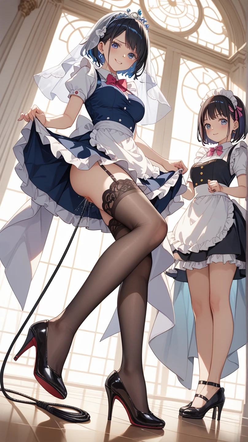 One Woman、Idol、Idolの服装、AKB&#39;s clothing、Live Performance Venues、Large crowd、beautiful girl, Highest quality,Cover the screen with your butt, smile,  Black Pantyhose, panties under pantyhose、Thick thighs、Big 、Big Ass、Black Hair、Sweaty pantyhose、Angle from directly below、Sweaty crotch、Intense dancing、dance、Microphone in one hand、A vibrator in one hand
