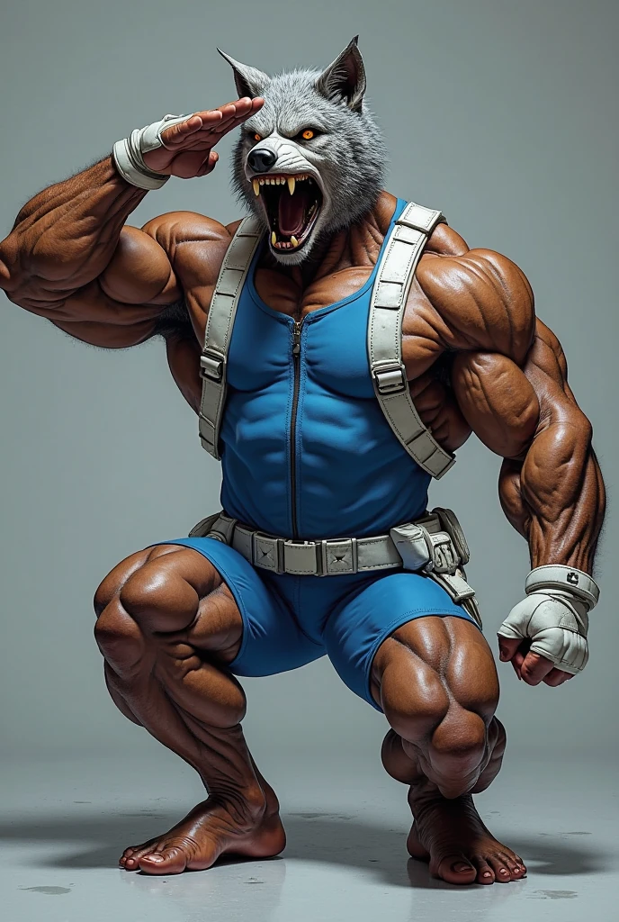 Blue Furry, Muscular Body, Wearing Black Adidas Tracksuit, Vomiting 