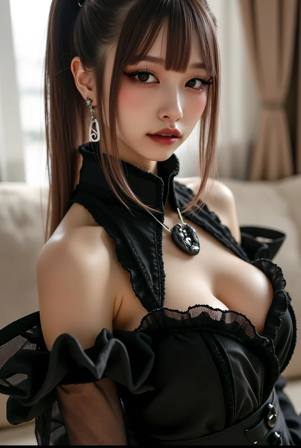 （8K ，Hyper-detailing，Ultra photo realsisim，Best Masterpiece，naturey，Perfect Artwork，Perfect female body），2 cute girls ，came out from the next room，Wear sexy lingerie，Black suspender stockings，Raised sexy，Metamorphosis is exposed ，FULL BODYSHOT