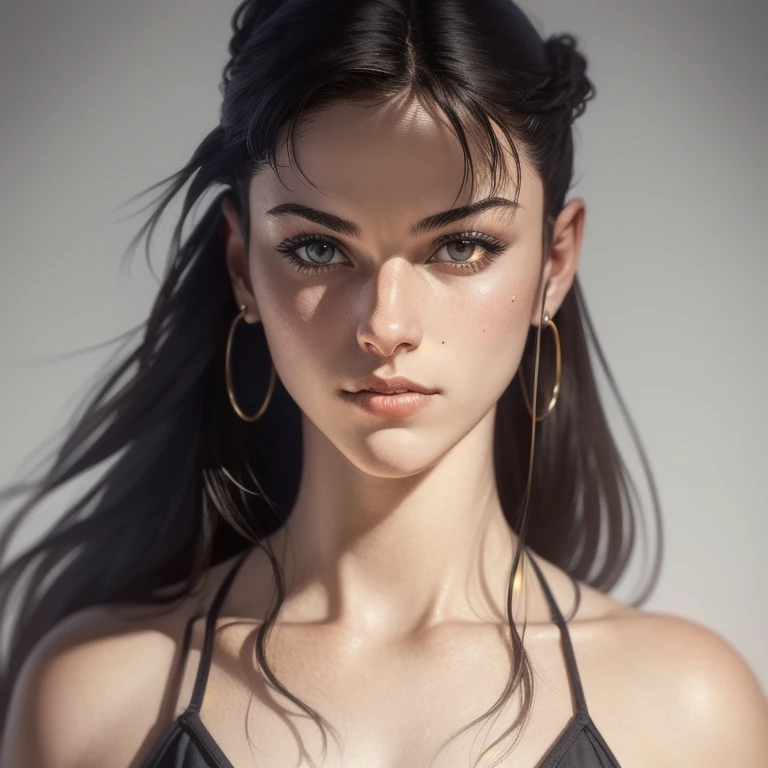 Beautiful and aesthetic young woman, Upperbody, cores vermelhas e alaranjadas pretas, cabelo longo, retrato de Upperbody, aquarela hyperrealistic, high definiton, mestres da pintura, beleza original, 4k, nsfw, a beautiful and aesthetic woman of 20 years old, (rabo de cavalo reto do cabelo marrom escuro longo) tema escuro do vento, see through the shirt, camisa aberta dos homens largos, nude implied transparent shirt, sexy, topless, magro, corpo em forma, nsfw, olhando para o espectador, medium_up, tons suaves, cores suaves, alto contraste, (textura da pele natural, hiper-realismo, Dramatic light, sharp) nsfw, artistic photo session, obra-prima, Leonardo Estilo, Retrato de uma , pingando tinta, abstact
