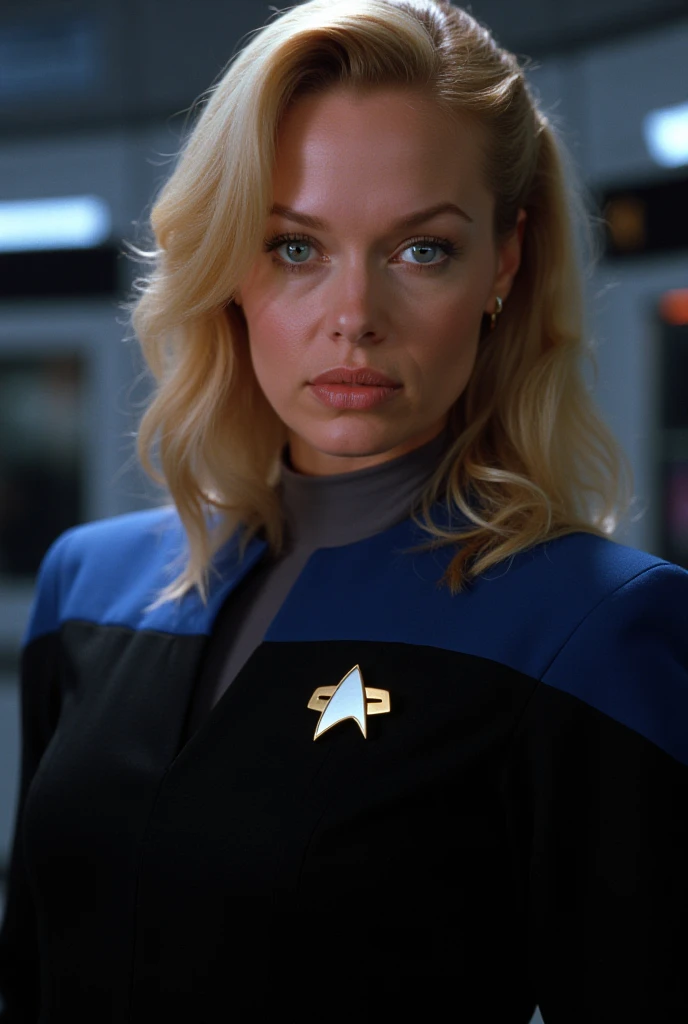 full body view, full view, front view, low angle, 
1girl, beautiful, young, (long blonde hair), ((large breasts)), thin waist, (vulcan), 
<lora:TOSV3:1>, (blue startrektos dress), black collar, pantyhose, 
<lora:Poking Nipples by Stable Yogi:0.3>, Poking Nipples, 
official art, extremely detailed CG unity 8k wallpaper, perfect lighting, (masterpiece:1), (best_quality:1), ultra high res, 4K, ultra-detailed, photography, 8K, HDR, highres, (absurdres:1.2), Kodak portra 400, film grain, blurry background, (bokeh:1.2), professional photograph, 
epiCRealism, <lora:locon_amandatapping_v1_from_v1_64_32:1>, sks woman,