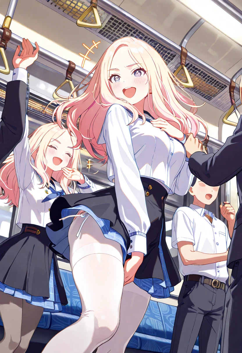 Get to grips, ,
High school girl grabbed by the buttocks on the train,
, pleated skirt,
Beautiful One Girl,
3 men,
(ation),
Man grabbing girl's ass on train,
Man grabbing girl's chest on train,sex,score_9,score_8_up,score_7_up, best quality, masterpiece