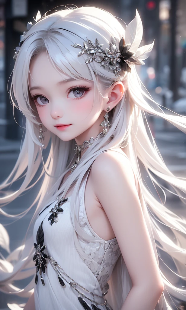 （（best qualtiy））， （（tmasterpiece））， （detail：1.4）， Beautiful cyberpunk female images，hdr（HighDynamicRange），Ray traching，NVIDIA RTX，Hyper-Resolution，illusory 5，sub surface scattering，PBR textures，post-proces，Anisotropy Filtering，depth of fields，maximum definition and sharpness，Many-Layer Textures，Albedo e mapas Speculares，Surface coloring，Mitsu-Accurate simulation of material interactions，perfectly proportioned，rendering by octane，Two-colored light，largeaperture，Low ISO，White balance，Rule three points、8K raw data、Beautiful bright blue pupils，off-the-shoulder clothes，Fine pupils，Delicate face and eyes，long eyelasher，Blushlush，Delicate and fluffy hair，pink lip，Pure，Cute face，Sweet girl，Artistic sense，Casual wear，Advancedsense，butterflys，Cherry blossom petal，Beautiful hair accessories，Long hair and waist，Hair fluttering in the wind，Snow-white fox ears，curlies，Snow-white fluffy tail，Positive light，The light from the back window is backlighted