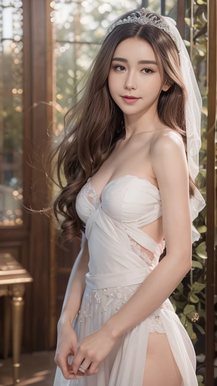 (Photorealistic),(Masterpiece),(ultra-detailed),a close shot of a tall very beautiful and extremely thin girl who is literally just skin and bones because of being severely malnourished and looks so fragile and delicate and has large expressive eyes and very small head, can see all her bones,she has very small and thin body frame and legs,extremely slender build, sitting on a chair, wearing a long white full loose silky flowing dress like a fairy, a waistband on the dress, already large eyes accentuated with makeup,sunken cheeks
