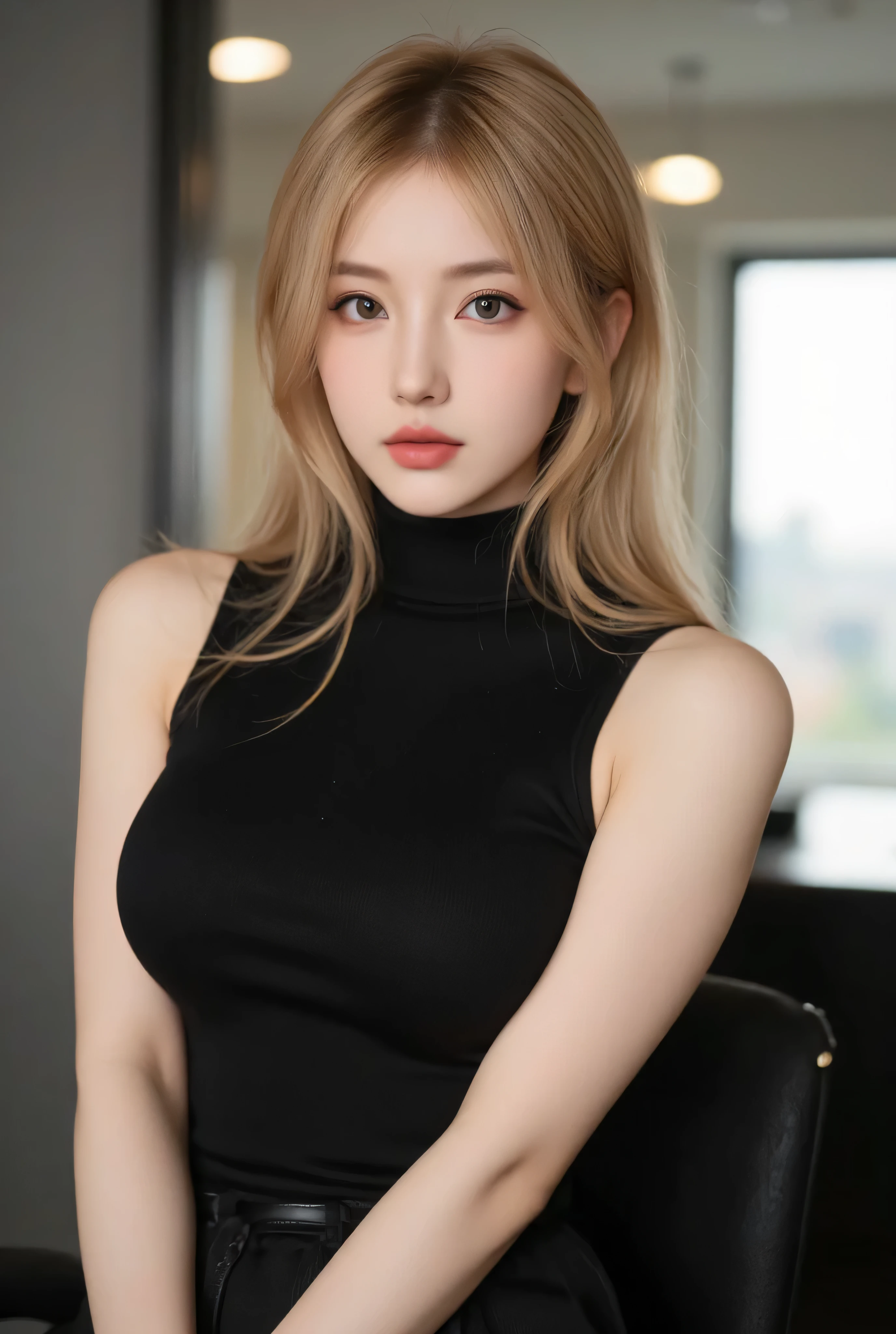 1girl,big breast, blonde hair, brown eyes,high quality, ultra detailed, masterpiece, realistic, clothes