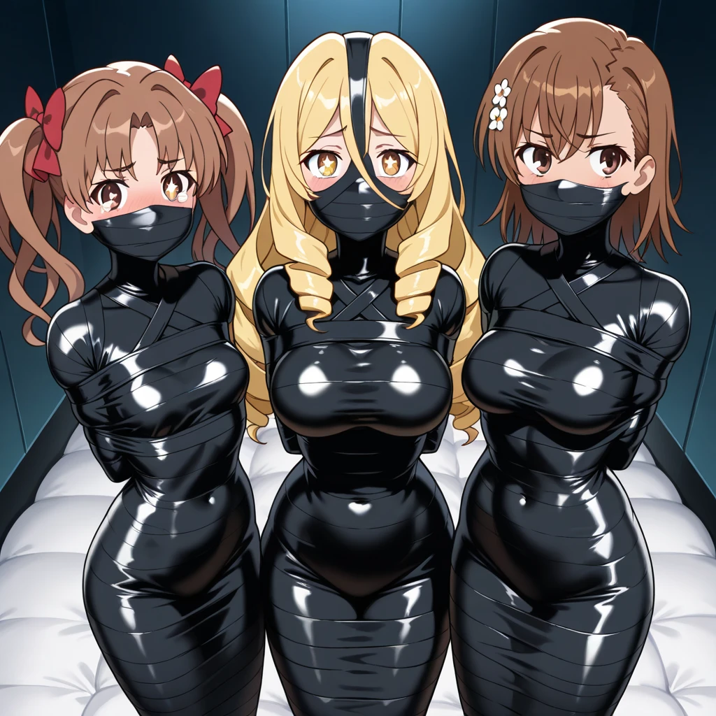 uhd, girl prisoner, iron cage, slave, chained, Lots of chains, ankle cuffs neck shackles, orange wetsuit, mouth ball gag, pose squat,