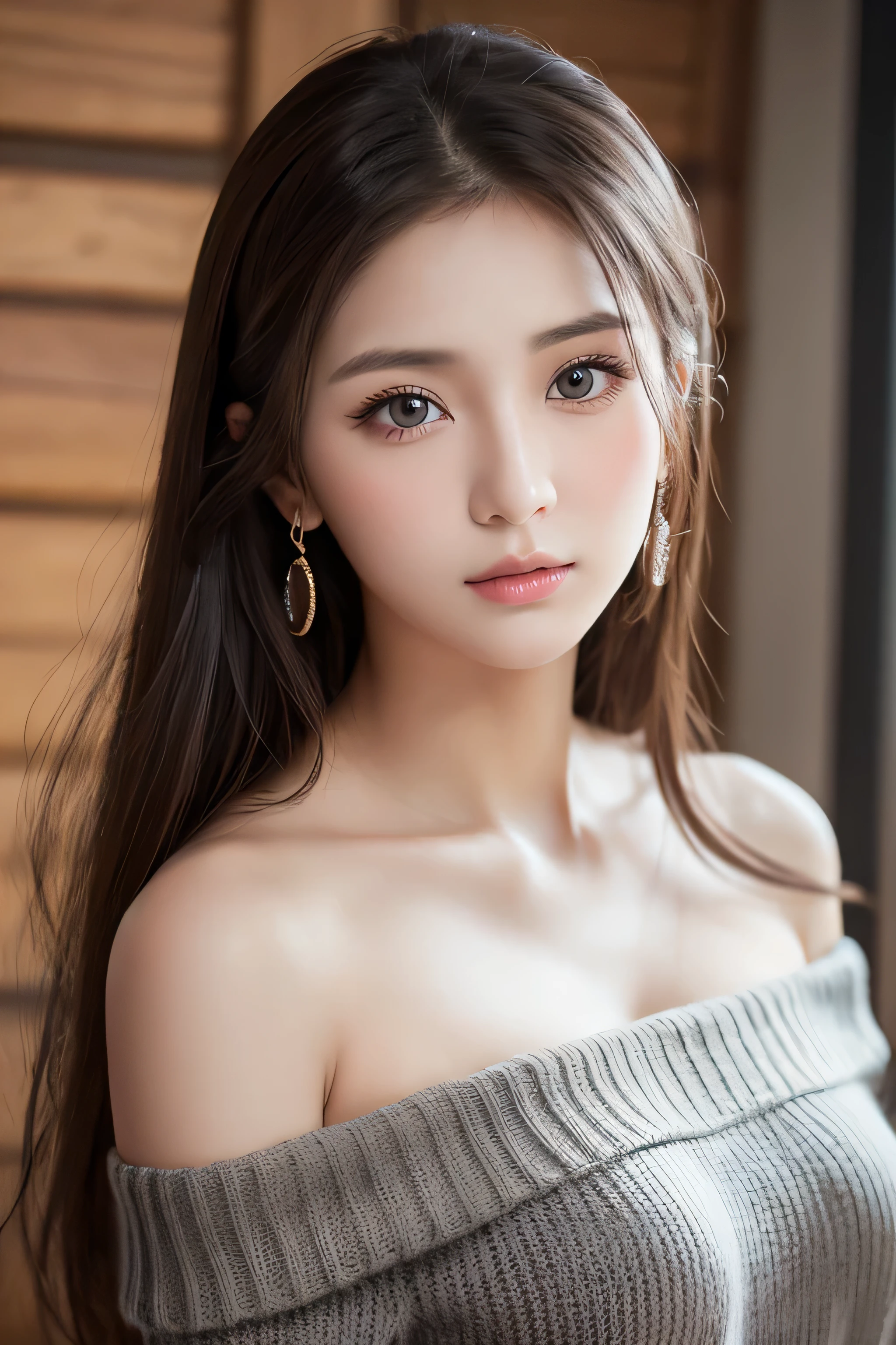 Japanese women, Close-up of face, Light brown hair, Hair tied back, Party Dresses、Ultra Fine Face, Thin face, Delicate lips, (Beautiful Eyes:1.5), Light blush, eyes are light brown,Looking up at the camera、Very thin fingers,First Person View,  8k, Super Detail, high quality, 最high quality, High resolution,nsfw