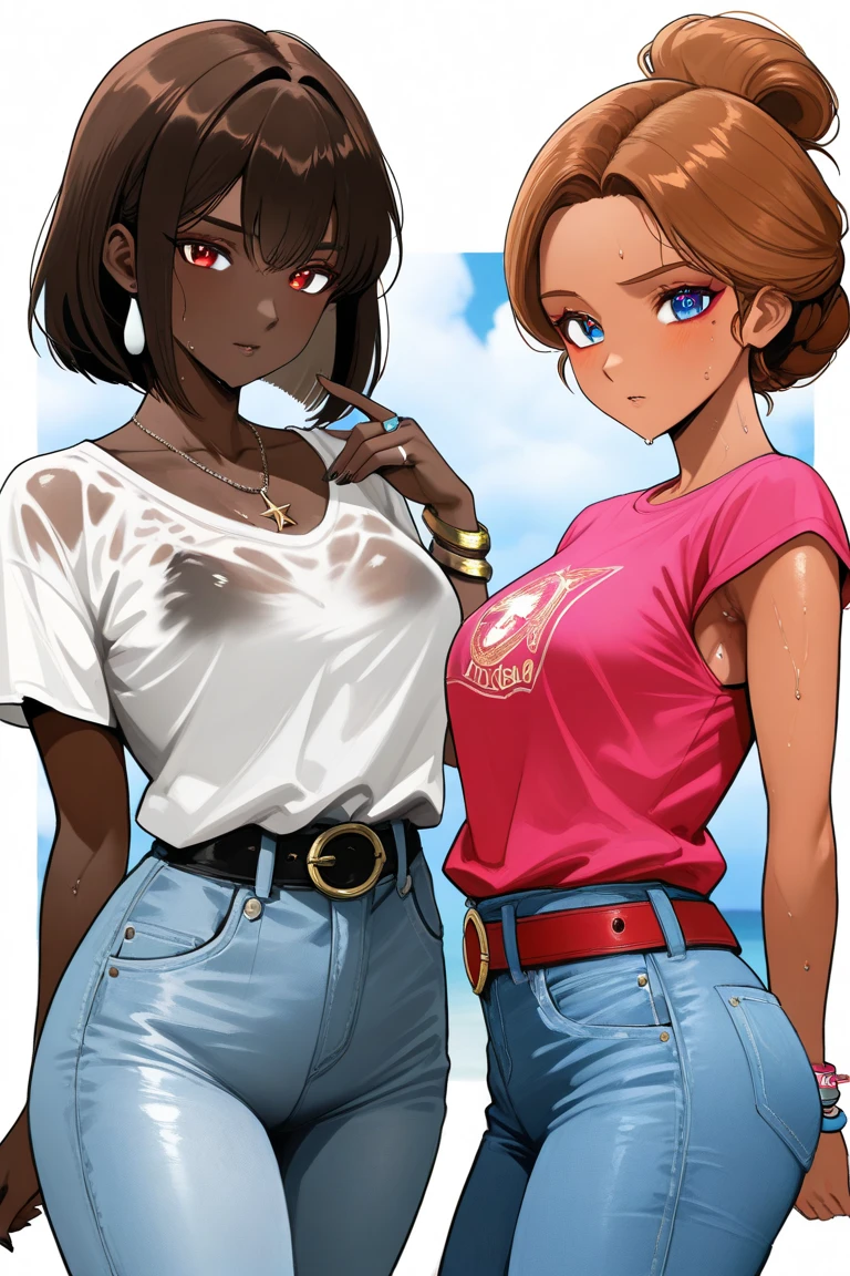(masterpiece, 8K Anime, High resolution, Anime Gloss, retro art style, Clean brush strokes, very detailed, perfect anatomy, NSFW), mizukito, 1 girl, alone, (tan:0.8), earrings, (orange hoodie, Unzip your hoodie), White sleeveless shirt, (Super denim shorts, Unzip your pants), (belt, Remove the belt), (I can see your panties, White mini panties), smile, blush,