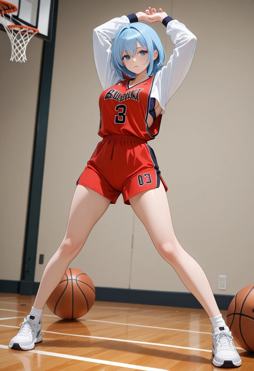 Woman wearing basketball suit