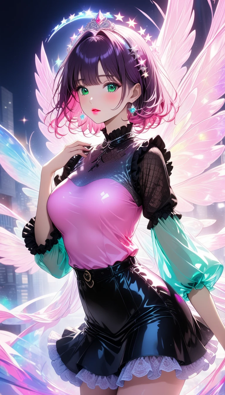 girl alien,(((1girl))),((beautiful girl alien)),
Alien Fish girl, ((blue skin:1.5)), (huge eyes:1.5), (((ear fins:1.5))), (((scaly skin:1.5))),((monster_girl)),(deep blue skin:1.5),
(turquoise hair:1.5), short hair, (((very short hair:1.5, twintails hairstyle))),
(glowing eyes, turquoise_eyes:1.0), (((black sclera:1.5))),symmetrical eyes,(large breasts:1.4),saggy breasts,((colored inner hair)),((fat)),(((shiny body,plastic glitter skin,exaggerated shiny skin,illuminated skin,wet legs))),(spider lower abdomen,narrow waist,wide hip,athletic body,inflated legs, thick thighs,detailed body,(detailed face)),
cute,slutty,seductive,erotic,((nsfw)),
zettai ryouiki,revealing clothing,show skin,((rave bikini,((neon pink color rave mini-skirt)),visible thong straps)),((underpants strap)),(wearing a rave dancing outfit:1.3,rave dancing clothes,semi-naked,with little clothing),(((pink clothes))),((wet clothes,intricate outfit,intricate clothes)),
(dynamic pose:1.0),solo focus,embarrassed,(centered,scale to fit dimensions,Rule of thirds),
cyberpunk city by the ocean at night, with bright neon signs and dark stormy clouds and puddles, scenery:1.25,nighttime, starry night, cosmos,Very dark night that makes the neon lights stand out, very bright neon lights,
artistic photography,(photography taken by sldr),highres, sharp focus,(ultra detailed, extremely detailed), (photorealistic artwork:1.37),(extremely detailed CG unity 8k wallpaper),((synthwave background theme)),(((vibrant colors))),intricate,(intricate background),(masterpiece),(best quality),perfect rendered face,perfect face details,realistic face,photo realistic,analog style,((intricate detail)),(((realism))),