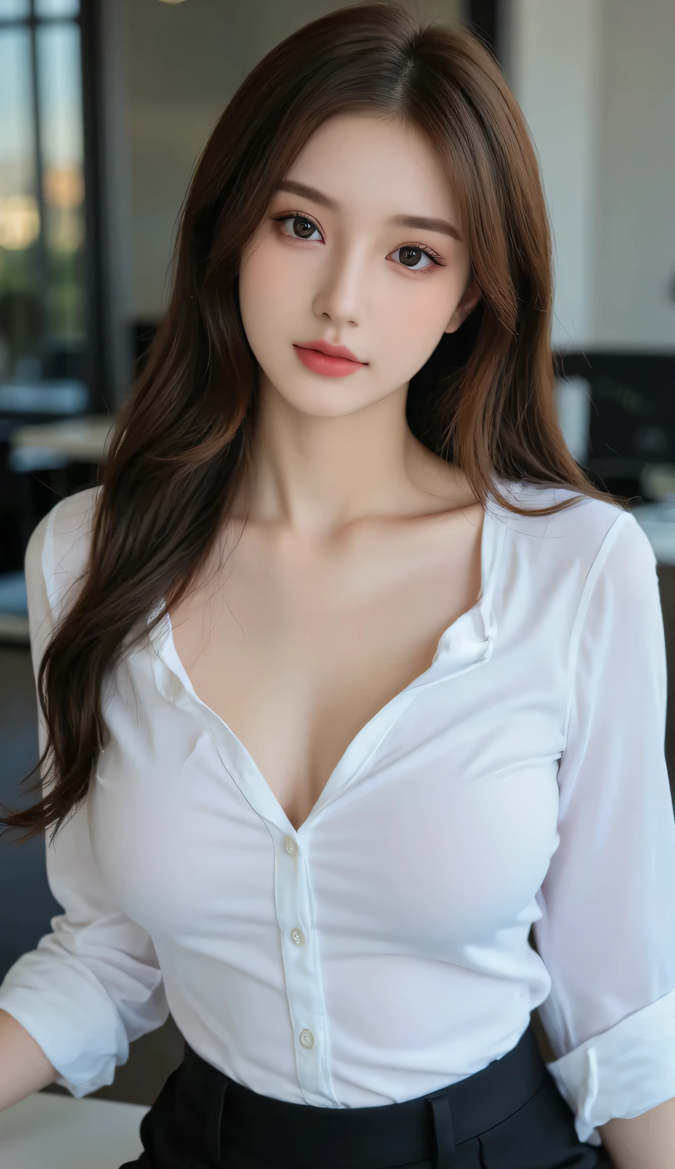 (((actual photography))),, portrait, Korean,(stunning face:1.3),, 1 Girl,Upper Body,beautiful girl, Eyes on the document,Sit in a large class chair , (Necklace,earrings,Bracelet:1.1),(White shirt,Black lingerie,Slightly through:1.1), , (cleavage:0.3), In the CEO's Office, (environmental details:1.3),, (original photo, CG Unity, photography, ultra actual details, sharp focus, Delicate skin,4K, High resolution, masterpiece, best quality, actual, energetic:1.2),, (8K,4K, Ultra high quality, High resolution, professional, Movie般的, Movie, Dramatic),, Detailed office background