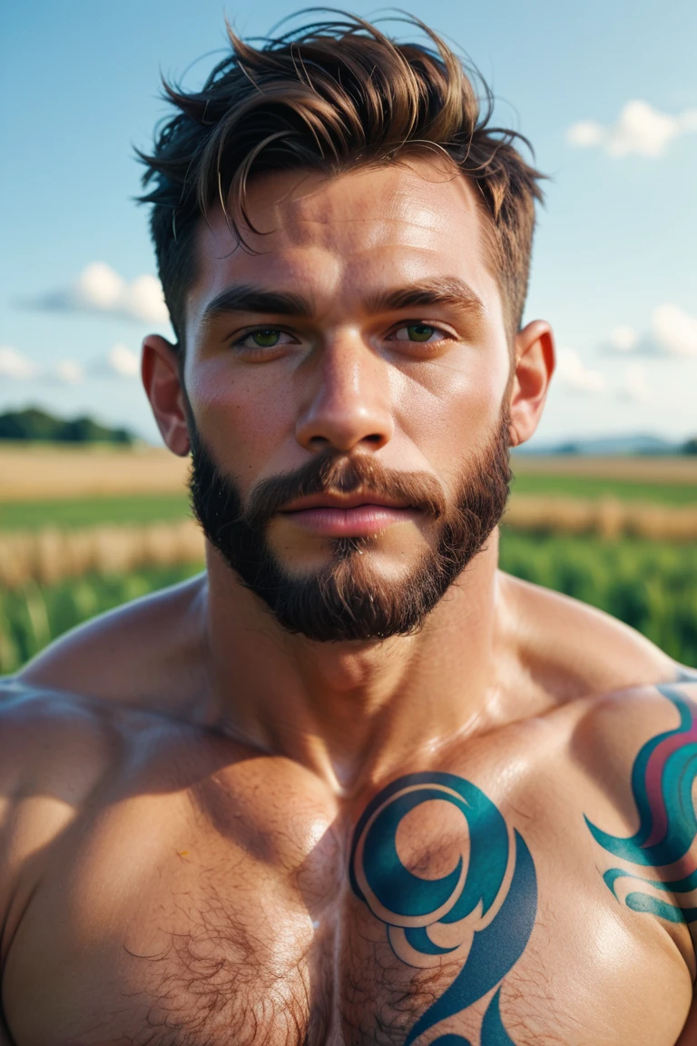 a shirtless David Beckham playing in the water on a lake, extremely detailed, realistic, photorealistic, 8K, masterpiece, highly detailed, dramatic lighting, cinematic composition, beautiful detailed eyes, beautiful detailed lips, muscular male physique, water splashing, serene lake, blue sky with clouds, golden hour lighting, ultra realistic skin textures