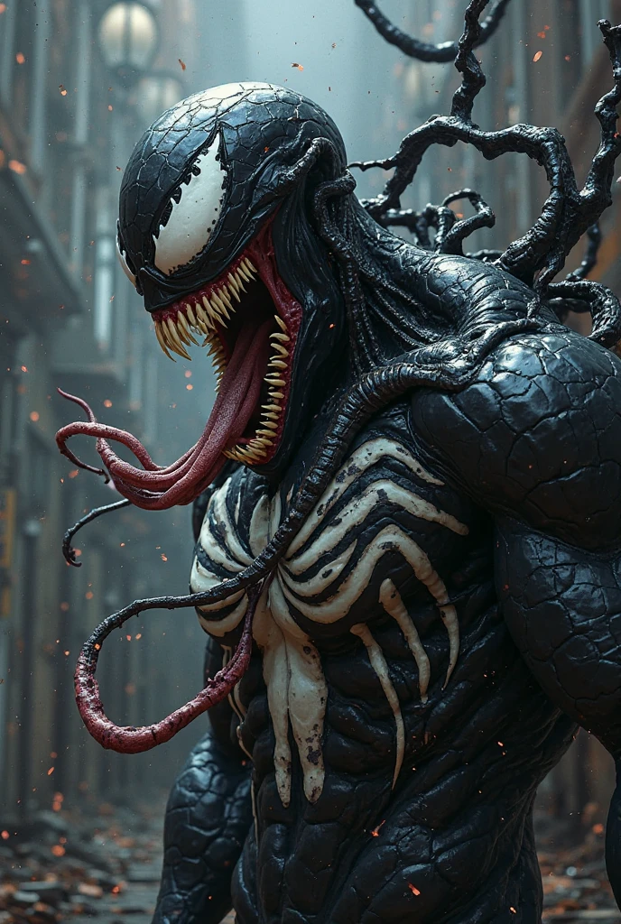 Rudeus Greyrat from Mushoku Tensei combining with Venom but with his face uncovered