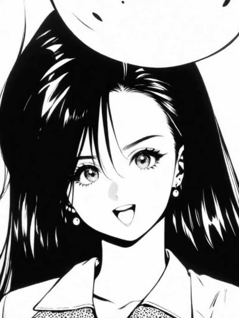 ((best quality)), ((masterpiece)), (detailed), ((perfect face of [Nezuko Komado] from Kimetsu No Yaiba)), black hair, pink eyes, ((cleavage)), large breasts, surreal, art nouveau, sparrows, fantasy, sci-fi, line drawing, japanese, traditional, vintage, elegant, chic, sophisticated, tattooed face, black and white, in the style of french illustrator moebius, 
