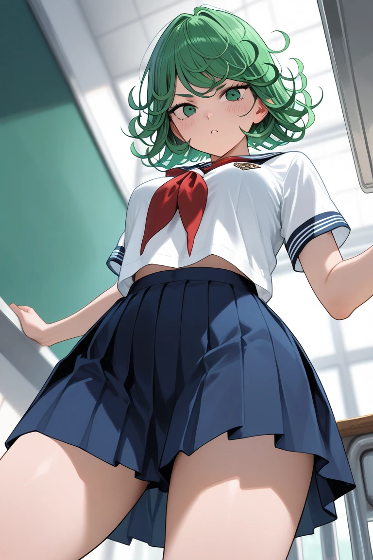 green hair,green eyes,please open your eyes wide、open your mouth、tears in my eyes、(collar),(lead)、elementary school girl、((Navel skirt))、Transparent、(((hold the pussy with both hands)))、frilly clothes、10 years old、lolicon、((Spread your legs and float in the air))、shining outline、(((Please lift up your skirt and show me your white panties.)))、panties with pink ribbon、Emphasize the pussy line、put both hands on hips