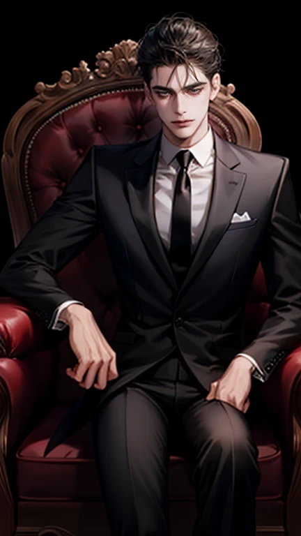 1人，Full body standing painting，hyper-high detail，male，illustration，Wearing a gorgeous black suit，Light gray thick hair，Cold，black-frame glasses，Full body photo，Black pantsuit，Black leather shoes，A black blazer is draped over the body，with black background，DIABOLIK LOVERS PAINTING STYLE，Handsome looking anime characters,  official character illustration