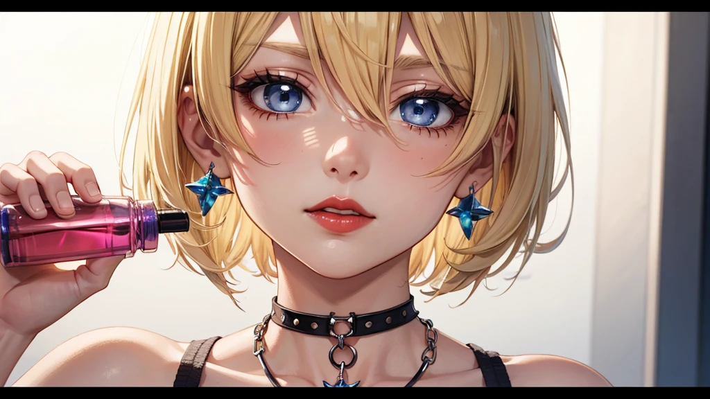 Masterpiece, high quality, 1girl, blonde, short hair, elegant