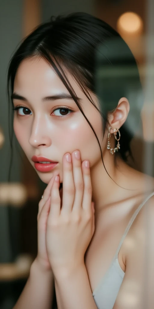 ((((highest quality))))、(((Ultra-precision CG16K wallpaper)))、(((masterpiece)))、(((Super detailed)))、(((super extreme details)))、1people's women、mature woman、25 year old woman、((Japanese face))、((very beautiful face))、((Hikaru Takahashi:1.5))、((Soft wave semi-long hair:1.3))、(shiny hair)、bangs up to eyebrows、beautiful brown hair、beautiful delicate eyes、brown eyes、raised eyebrows、high nose、small nostrils、small mouth、seductive lipouth slightly open、beautiful breasts、((C cup size breasts))、cleavage、plump body、perfect proportions、perfect anatomy、perfect composition、beautiful detailed shading、beautiful natural lighting、beautiful detail glow、Depth of the bounds written、soft focus、(((High chroma)))、(((real:1.9)))、((vivid:1.4))、((beautiful skin))、((skin texture))、((Realistic skin feel))、(((cowboy shot、Venus Hill:1.5)))、((Angle seen from the front:1.5))、((smile:1.3))、(Eyes looking at me:1.5)、bright sunshine、(((sandy beach:1.3)))、(model pose:1.5)、(((Gray color micro bikini swimsuit clothes:1.6)))、