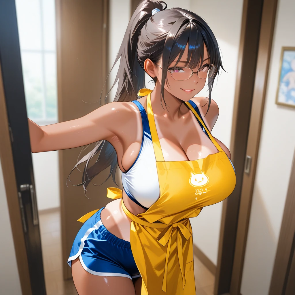 Juri Han,,visto de cima,olhando de cima,olhando para cima,melhor qualidade,roupa azul,chun-li,Sozinho, Obra de arte, melhor qualidade, agrias, gray sweater, collant preto, standing, olhando para o espectador, cabelo curto,os olhos,evil smile, olhar maligno,luvas preta,roupa azul,yandere rosto,poor lighting,coxa sarada copo detalhado,olhando para frente Juri Han,bela,mao detalhada