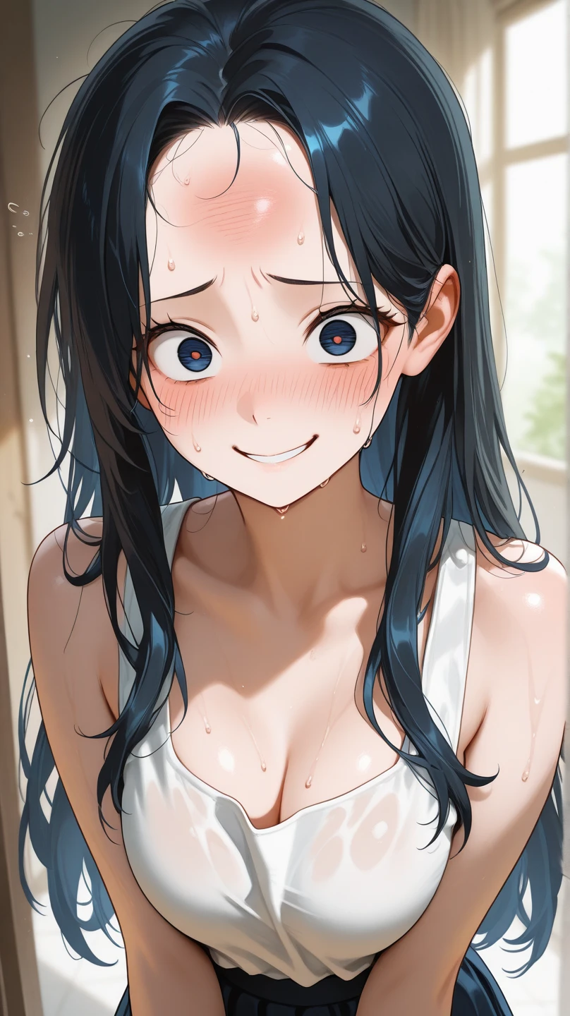 best quality, amazing quality, very aesthetic, absurdres, (1girl, aris (blue archive), blue archive, blue eyes, black hair, small breasts), (realistic face:0.9),(string bikini:1.8), (grin, blush, thigh:1.3), (cowboy shot), (glowing eyes), (half closed eyes:0.9), (), (official art:1.3), (pool), expressive eyes, perfect face, 4k, extremely detailed anime illustration, extremely detailed eyes, perfect anatomy, light rays, extremely delicate body, smooth skin, (simple background:1.5), clear eyes, beautiful face, small breasts,(anime style:1.7), (Warm Light:1.5), (highres:2),