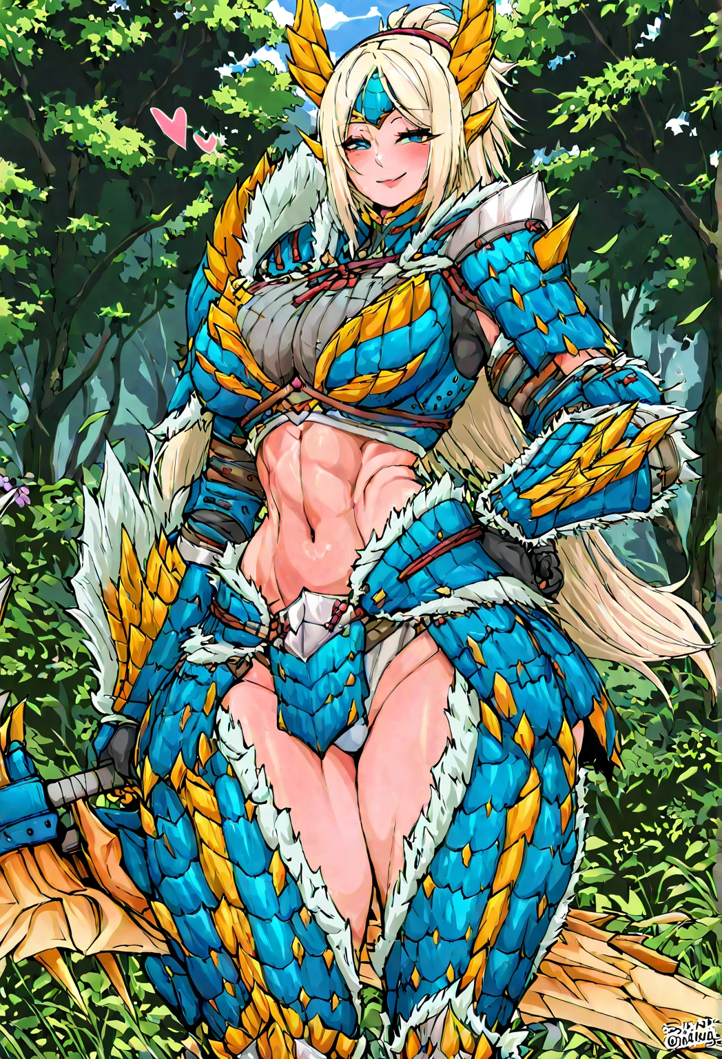 ((Highest quality、unity 8k wallpaper、32k、masterpiece、Very detailed、Ultra-high resolution、Ultra-high resolution、 Very detailedな顔, RAW Photos, Professional, Ultra-fine painting, Anatomically accurate lizard man)) Yuuki Asuna morphing into lizard, Completely naked, Yukiasuna, light brown long hair, light brown eyes, (Extending from the spine、Tail extending from the tailbone, Tyrannosaurus foot with sharp claws),  Fine blue scales that grow like thigh-length socks, Fine blue scales that grow like long gloves , Long nails), Nipples are fully visible, ((There are fine scales on the sides, Fine blue scales around the waist, Scales on the back, Scales from flank to thigh)), The boundary between the scales and the skin is unclear,  full body, standing