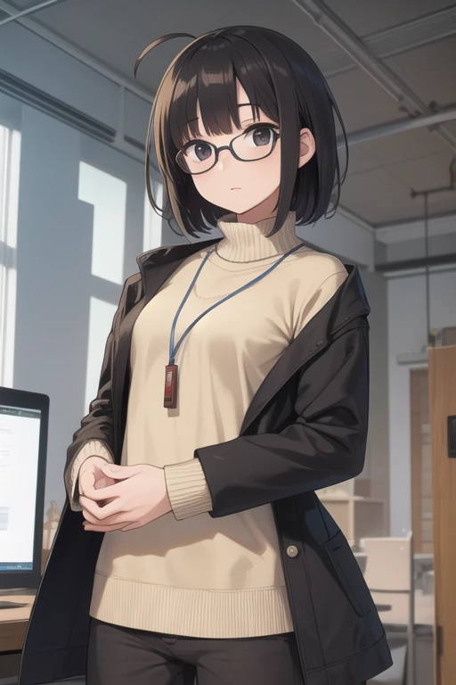 1 MALE WITH PERFECTLY ROUND GLASSES, LIFGT BROWN SKIN TONE, SKINNY BODY, SOUTH ASIAN, BLACK HAIR, WOLFCUT HAIR, BANGS, HAIR DOWN, HAIR COVERING FOREHEAD, BLACK SHIRT, GAMER, LONG SLEEVE