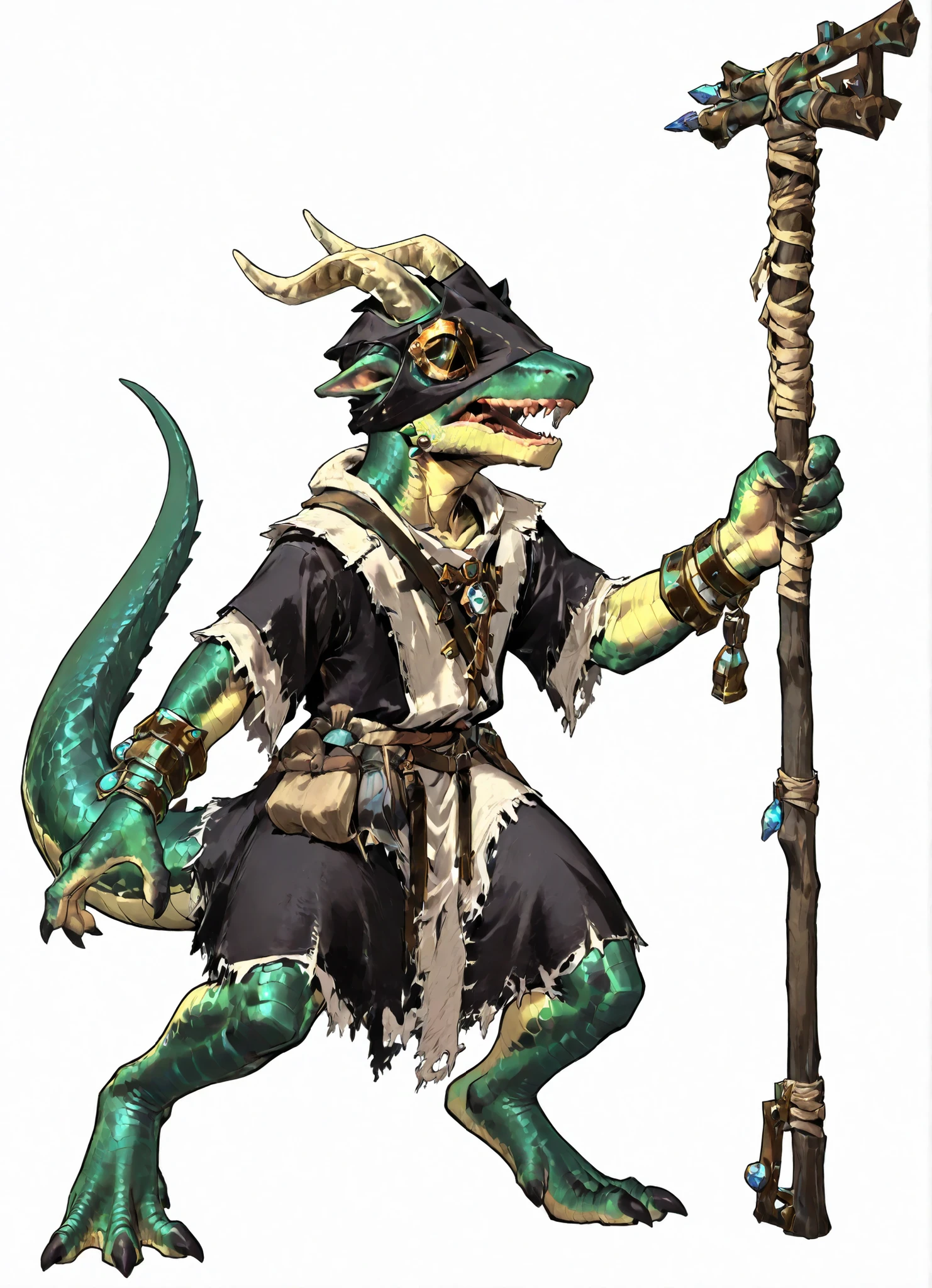 kobold, green scales, plague mage, GreySeer, horned,