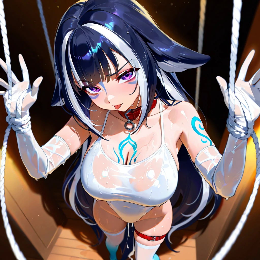 score_9, score_8_superior, score_7_superior, score_6_superior, score_5_superior, score_4_superior, from the front, From below, One girl, Dangling legs, superiorside-down face, floating, Hollow, (Tentacles, Totally tied up, bondage, bound Stomach:1.2), (白いビキニのsuperiorに紺色の修道女:1.2), Veil, rosary necklace, Large Breasts, Stomach, good, panties, blue eyes, Forced Orgasm, Despair, Tears in my eyes, cry, Embarrassing, Wet, Sweat, Red nose, Open the mouse, in dark Tentacles pit, Stained glass, Tentacles wall, No evidence, Depth of written boundary