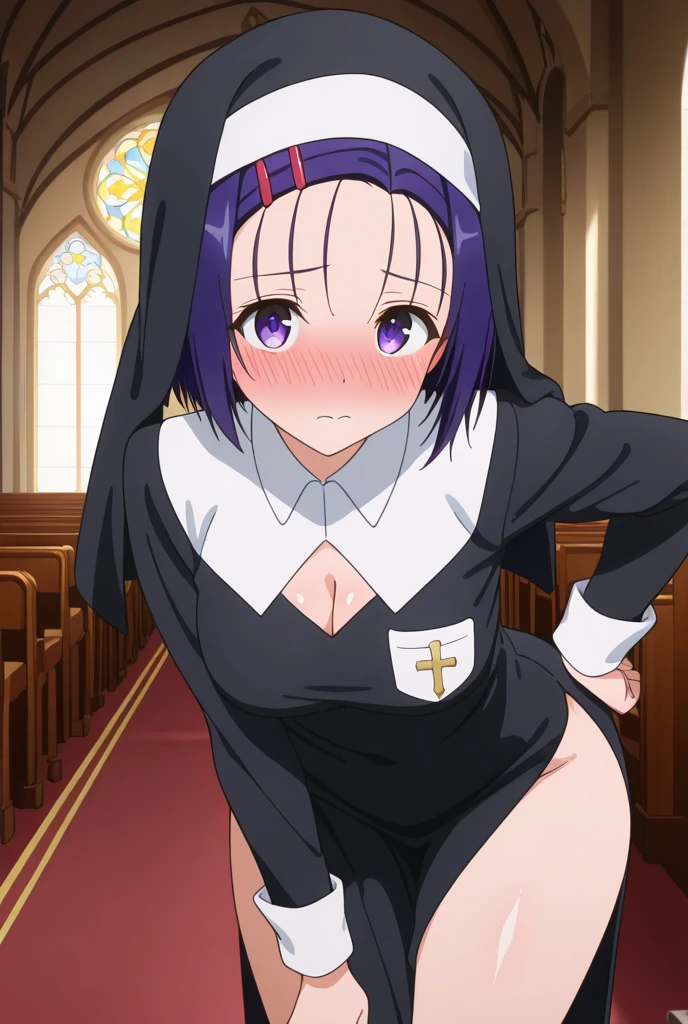 {artoria pendragon_fate ubw:1.15},(((black hair:1.5))), ((beautiful dark blue_eyes)), , ((Strong light )) , 1 girl,, alone,((surprised eyes:1.7)), hair between eyes,,,,, cleavage, thighhighs, ((( very long straight hair))), ((topless:1.8)) , beautiful light, , close up face:0.2, detail navel , detail thin thigs, , ((sitting on blue liquid:1.8)), wet white lace panties , trouble eyebrow, nsfw,(ecstasy:1.8) ,(slut:1.6),(vulgarity:1.7),(fucked silly:1.8),(steam:1.5),(wet:1.5),(trembling:1.5),(Turning the face side to side:1.5) ,(drooling:0.6),(sweat:1.5),closed mouth:0.8, wince,(orgasm:1.7), trembling:1.8, beautiful upper body, Beautiful body, beautiful character design, perfect eyes, Perfect face, expressive eyes, Turning the face side to side,(church:1.5),in the center of the image, official art,High Definition CG Unity, Perfect lit, bright_front_face_lit, ,(Highest_quality:1.0),4k,Super detailed, photograph, 8K, nffsw, High resolution, absurd:1.2, kodak portrait 400, film grain, Lens flare, (lively_color:1.2) (beautiful,small breasts:1.4), (beautiful_face:1.3),(narrow_waist),((blush)), ((detail nipple)),,saber, dress, pony tail,(undress denim pants:1.5)