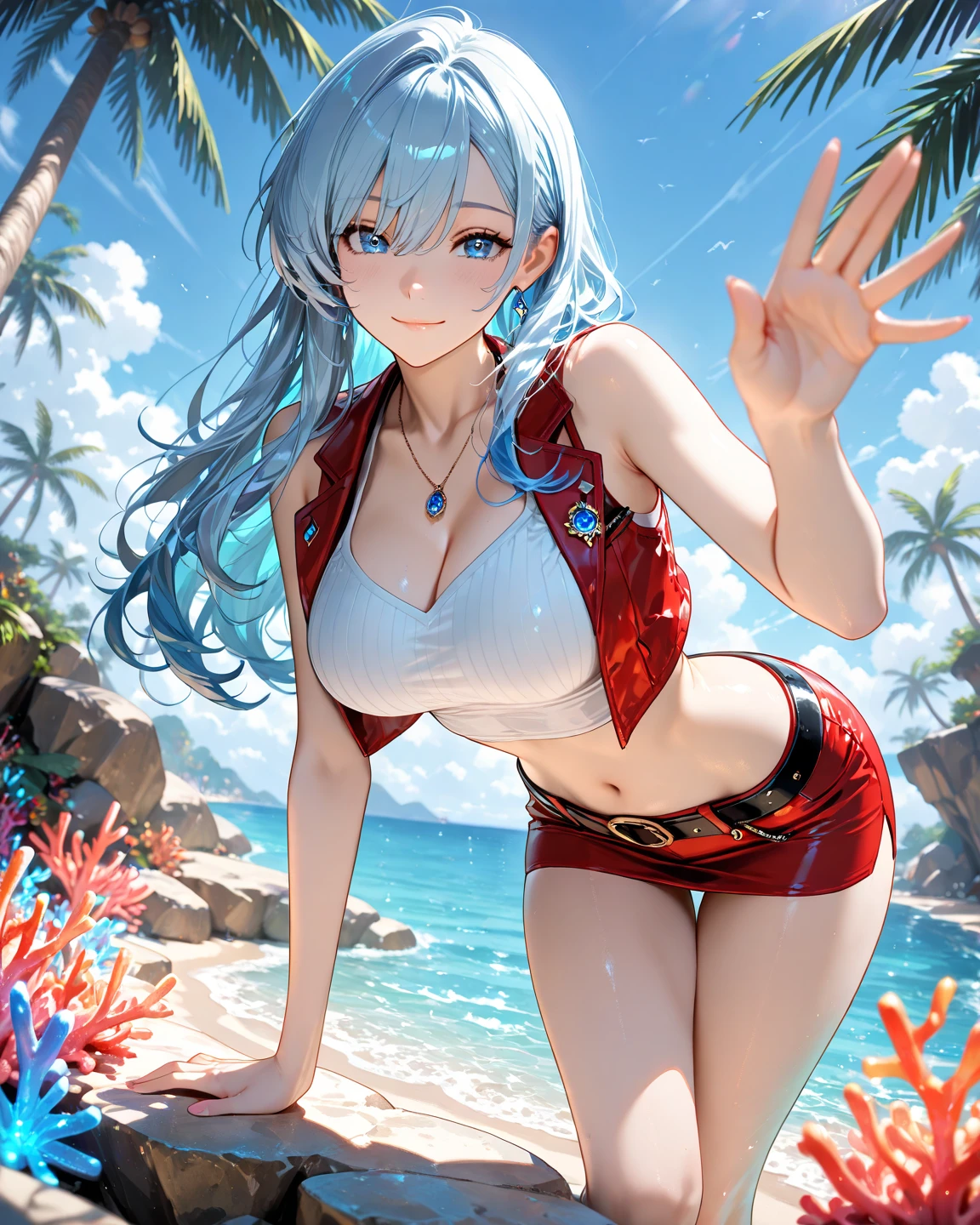 (photorealistic:1.5, highest quality,masterpiece,High resolution,muste piece),snow mountainに立つラム, (Tiger print string bikini swimsuit:1.5,boots,Down jacket:1.3,choker),(looking at the camera:1.2),(Photo seen from the front bottom:1.3),expression( Impish Smile:1.3,blushing:1.3),(Bright colorful hair:1.5),Pause( Seductive pose:1.5),background(snow mountain:1.5,Forest),(slender, abs:1.2, beautiful skin), (Underwear visible through clothing),(Butt visible through clothes),(detailed perfect face),normal hands:1.5,normal finger:1:5,normal feet:1.5,(cameltoe)