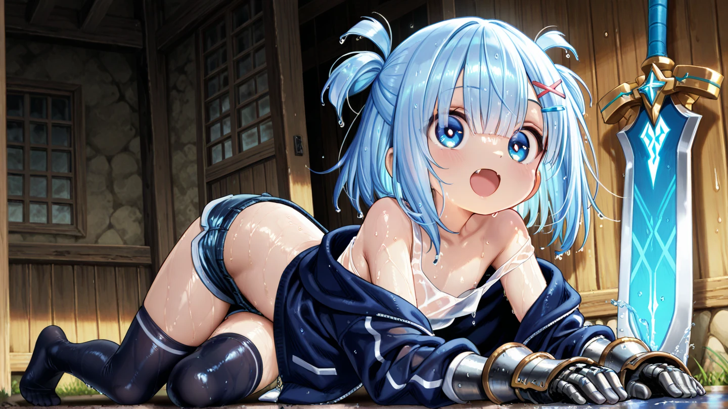 (8K、Best image quality、Highest quality、masterpiece)、Detailed face、((One ))、Beautiful breasts、vapor、Browsing Caution、Estrus、((16 years old、Best Bust、Medium Bust))、Full Body Focus、Twin tails、(Child's body shape)、Completely naked、Small breasts、Small Ass、Beautiful cat、Showing pussy、Red nose、Mass feeding、Squirting、happiness、Open your arms、Looking up from below、Please open your mouth wide、saliva、Breast milk squirting、Sweating、Pure white hair、Blue Eyes、Long nipples