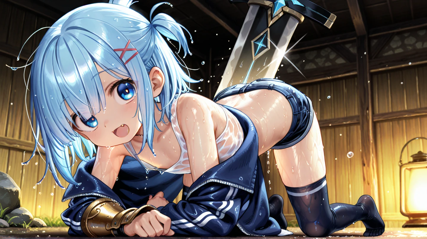 nsfw, best_quality, 1girl, jedi without robes, no underwear, exposed breast, sweat, dripping pussy