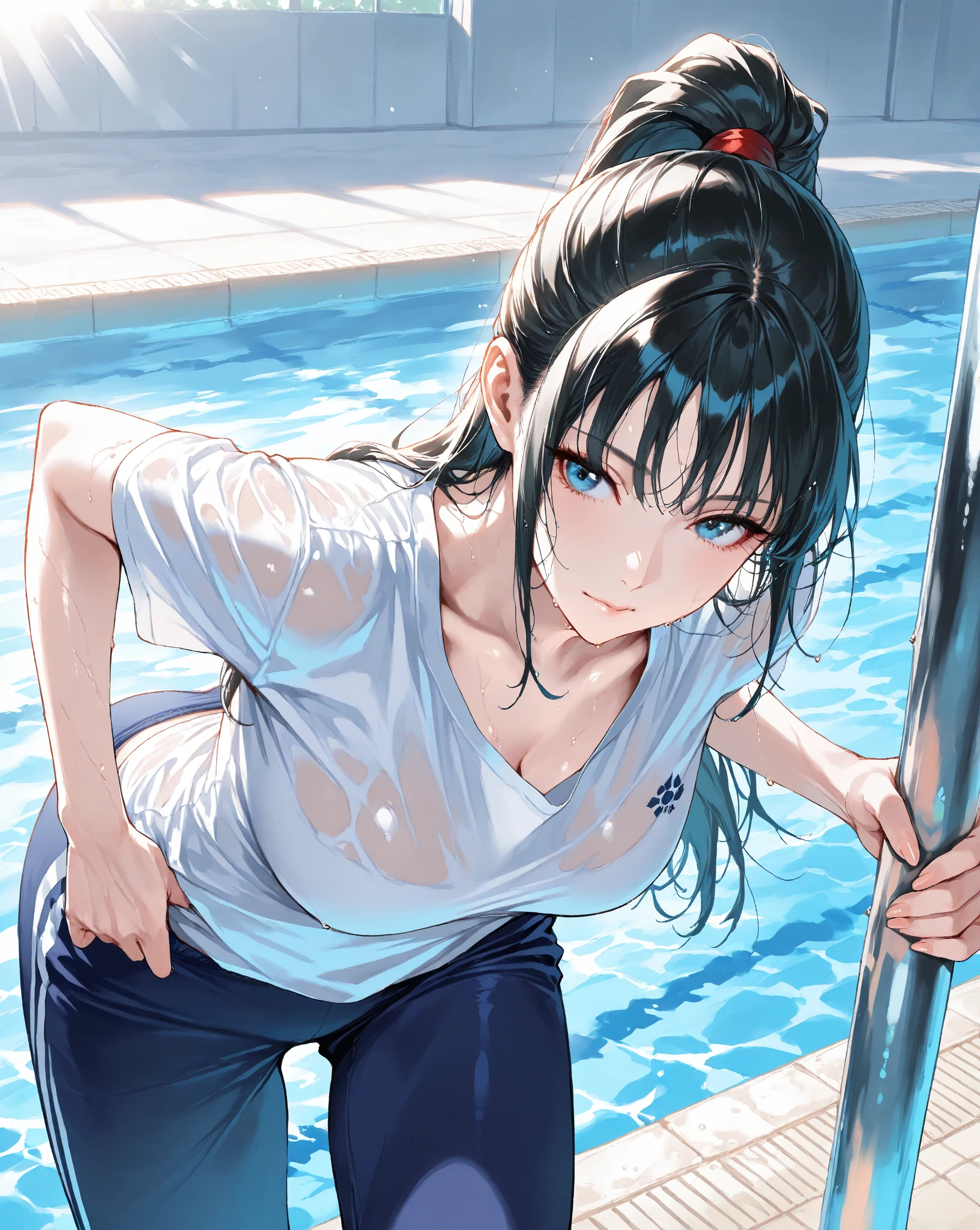 (pieces fly: 1.3), (maximum resolution: 1.2), (ultra high definition tv: 1.2), cinema light, 8K resolution, fine eyes and skin, detailed face, (sharp focus on breasts: 1.2, (The focus is on the face:1.2), perfect style, cute face, Accurate, anatomically correct, Highly detailed face and skin texture, double eyelid, thin eyebrows, glitter eyeliner: 1 natural cheek, shiny skin, Fair skin, Glossy skin: 1.2, (glossy lips: 1.4), (embarrassed look: 1.2), 20 year old woman, (highest quality:1.2), Retrospective shot of rear loam, angle from below, from behind, cinematic lighting, perfect style, beautiful face, bukkake:1.5, blush, humiliation, impatience, glare, tears, embarrassing, surprised expression, anger expression, (school swimwear:1.5), full of sweat, light brown hair, green ash eye, soaking wet, bukkake:1.5, (fascinating butt:1.2), exposed butt, disheveled clothes, Glasses,