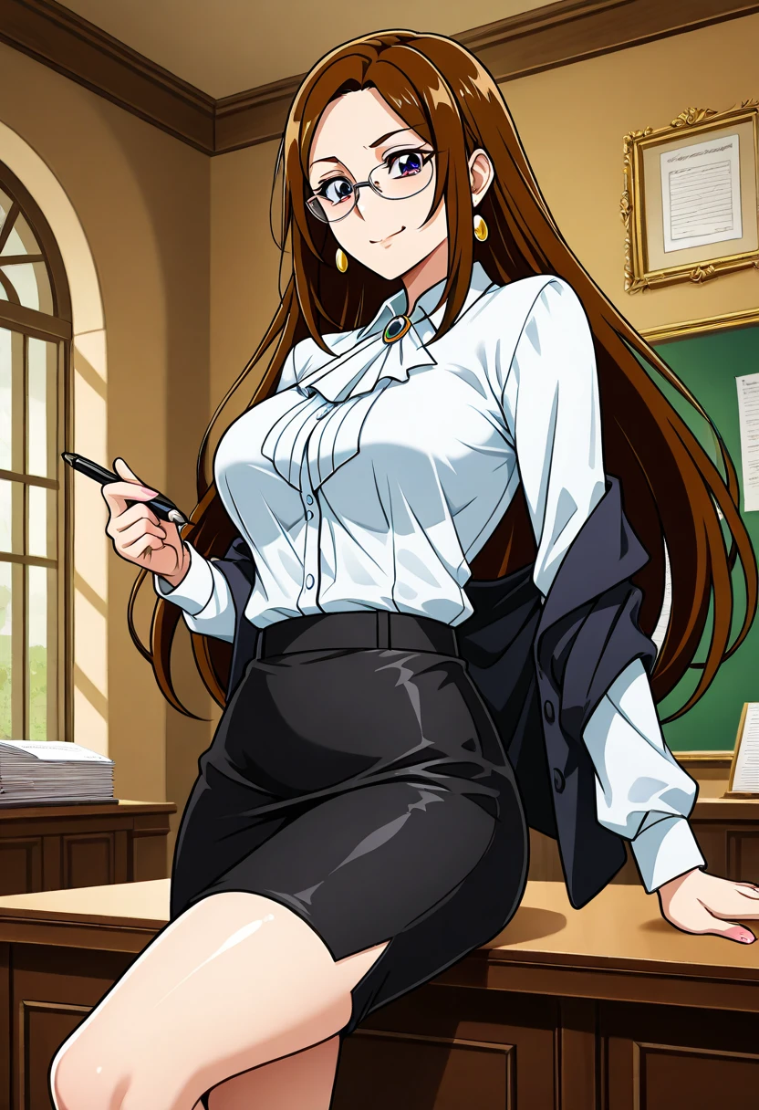 sexy librarian, smile, 1girl, best quality, masterpiece, 8k