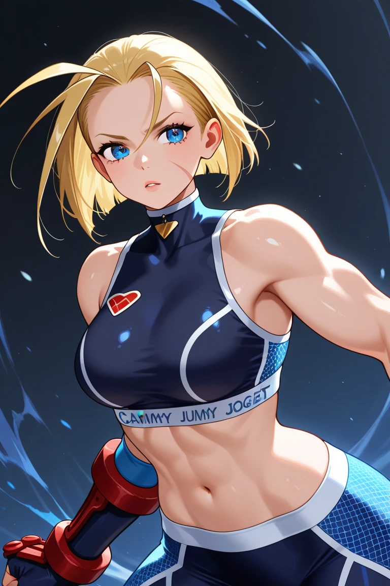 a beautiful idol girl with blond short hair, one red eye and one blue eye, wearing a two-piece blue and red idol outfit that leaves her midriff exposed, (best quality,4k,8k,highres,masterpiece:1.2),ultra-detailed,(realistic,photorealistic,photo-realistic:1.37),extremely detailed eyes and face,longeyelashes,beautiful detailed eyes,beautiful detailed lips,colorful,vibrant colors,dynamic pose,intricate details,studio lighting,professional photography,cinematic lighting,dramatic lighting,hyperrealistic,digital painting,highly detailed,concept art