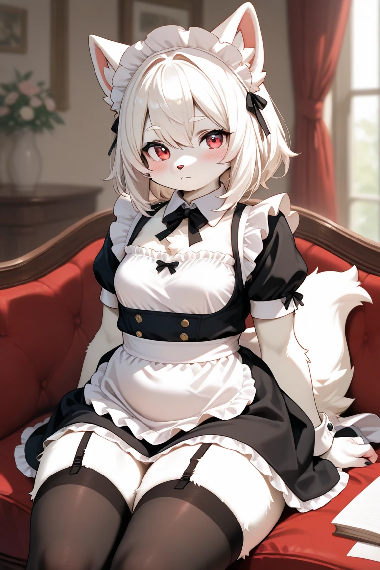 Female  furry  in a sexy reavealing maid outfit 