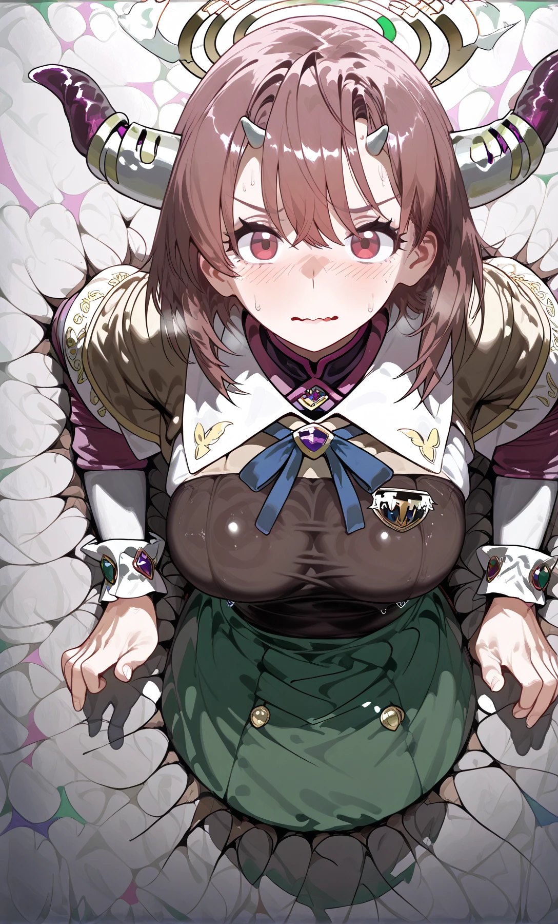 Raphtalia, huge , busty, , raphtalia suit, raphtalia clothes, clothes's neck, sexy uniform, surprised eyes, magic ray, breast expansion