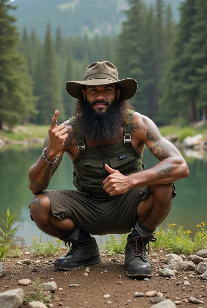 selfie neandertal, hd, foto realista, smartphone in hand