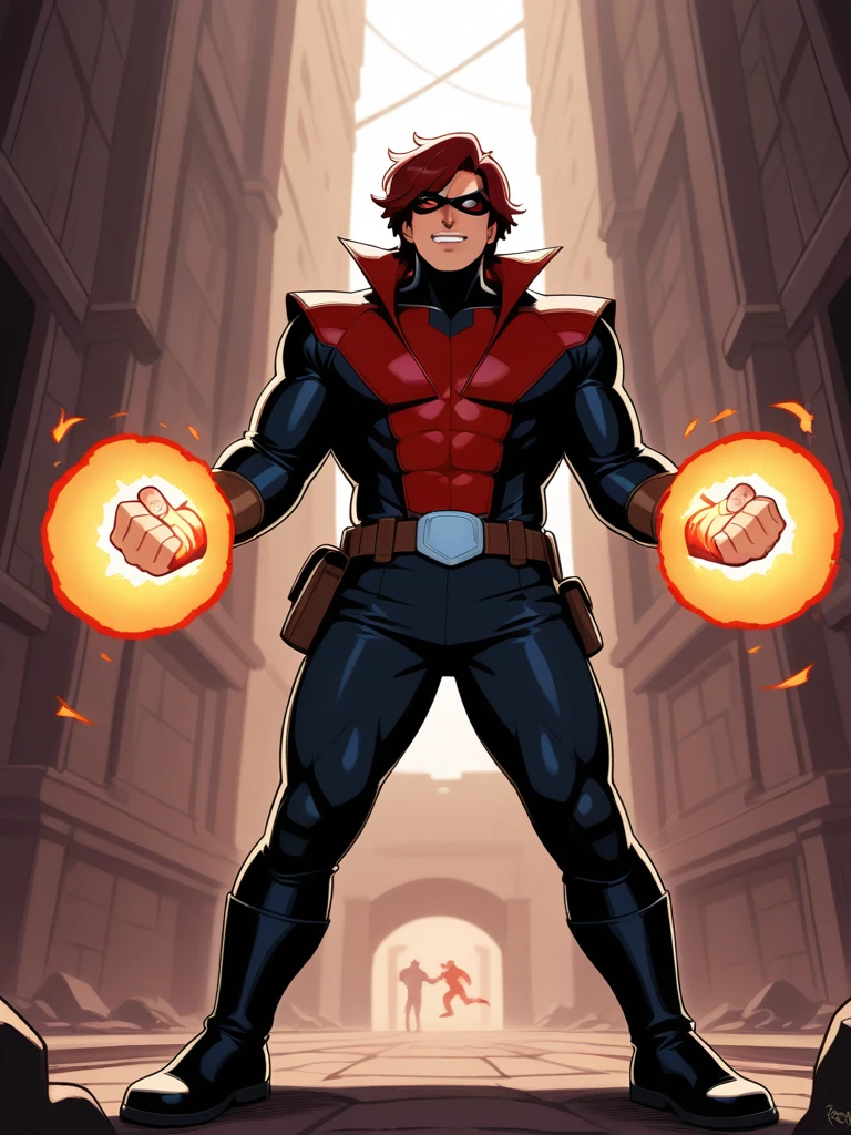 My Hero Academia style, anime boy, male, young male, Hero costume, full body suit, face covering, mask, head covering, helmet,