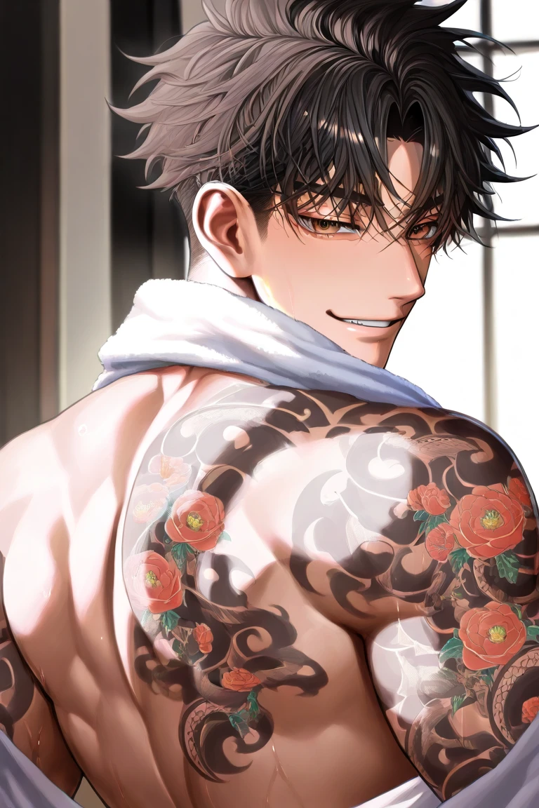 (masterpiece, best quality, ultra-detailed, highres), perfect face, sidelighting, lustrous skin,(bloom), (shine), lighting, ray tracing, sci-fi, solo, 1boy, animal ears, solo, male focus, piercing, rabbit ears, nipples, viera, blurry background, nipple piercing, navel, pectorals, black hair, blurry, jewelry, water, abs, earrings, blue eyes, muscular, dark skin, nude, outdoors, looking at viewer, dark-skinned male, muscular male, parted lips, short hair, arms up, sunset, upper body, toned, stomach, tattoo, artist name, depth_of_field,very detailed background, highly detailed background, Masterpiece, Ultra detailed, great composition,Dynamic angle,[Bottle bottom],(wide shot), extremely delicate and beautiful,(Highest picture quality), (Master's work),   depth of field, solo, extreme light and shadow, masterpiece, rich in detail, (fine features), (highest quality), (masterpiece), (detailed eyes), (beautiful) detailed,beautiful detailed eyes,(straight-on), full body, cyberpunk:1, flower petals falling, (extremely detailed CG unity 8k wallpaper),(masterpiece), (best quality), (ultra-detailed), (best illustration),(best shadow),perfect lighting , perfect anatomy , vivid colors,