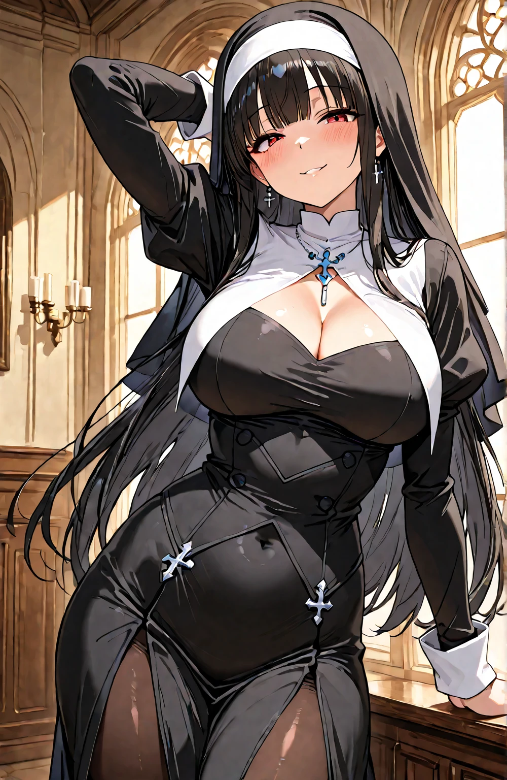 masterpiece, highest quality, Super detailed, 　girl、短いblack髪、big breasts、big ass、sailor suit、leotard　High leg、black　high socks、A face that looks like it&#39;s about to cry、