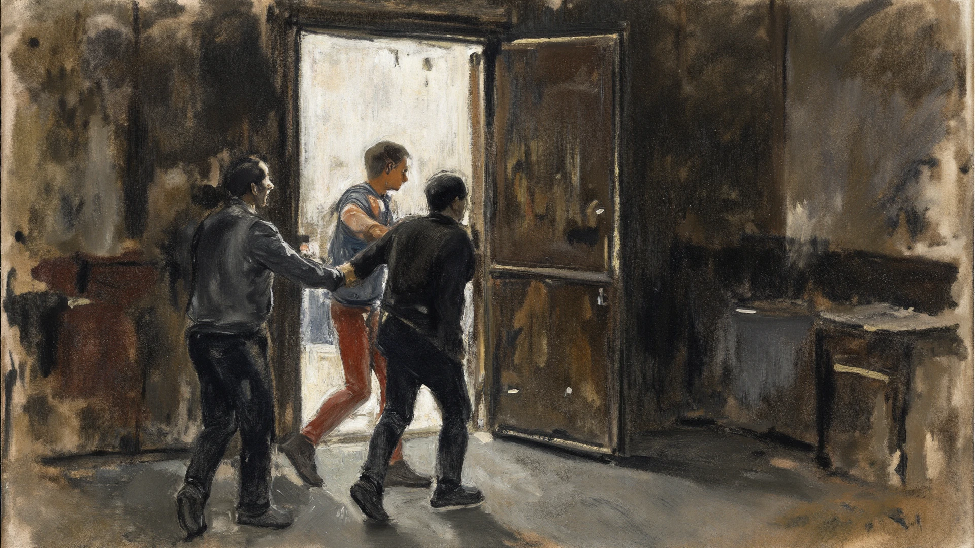 A naked girl in an alley, a homeless man putting his cock in her ass