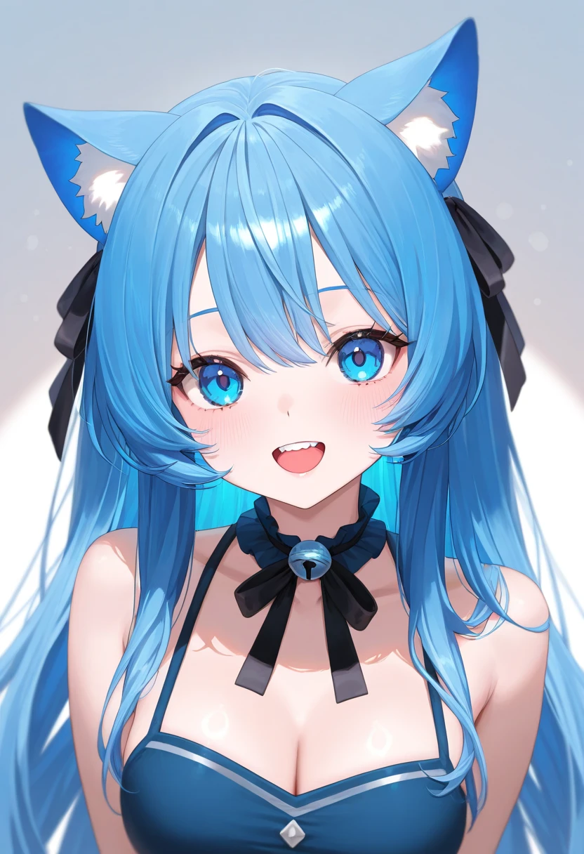 adjusting swimsuit, untied bikini, shorts, ((masterpiece, best quality:1.5)), ((Beautiful detailed cat aqua eyes:1.2)), cat ears, pale skin, large breasts, beautiful hands, beautiful fingers, EasyNegative