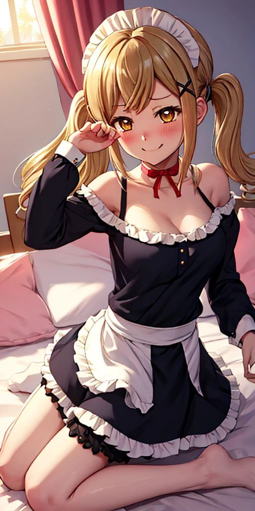 Jolteon,long haired,Bust 87,Waist 57,Thigh 86,Good resolution,on the bed,Sleep on your side,Maid outfit bikini,Good light and shadow details,shade,sexy body,blushing