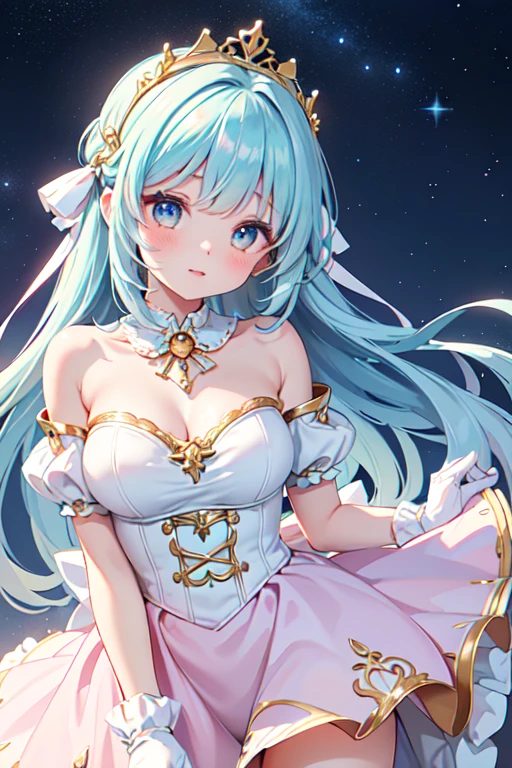 (ultra-detailed CG unity 8k wallpapers, art station trends, digital art, delicate and beautiful multicolored hair, expressive hair girl, crystal clear white stockings, cute wedding dress, art germ perfect style, very beautiful feminine goddess of anime, The latest animated female character at Gwaits' Art Station, packed with artistic elements)