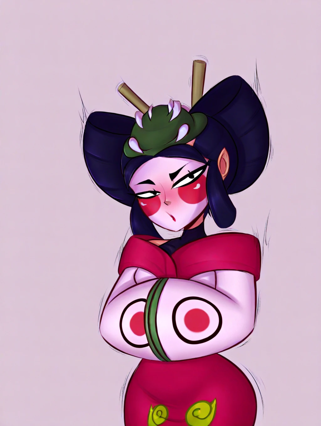 Natural Volumetric Lighting And Best Shadows, Portrait Of Stunningly Beautiful Muffet, Spider Monster Girl, Soft Delicate Beautiful Attractive Face With Purple-Black Sclera 5 Eyes, (Periwinkle Purple Skin:1.2), Detailed 6 Arms And Hands, Lovely Huge Breasts, Seductive Smiling, (Highest Quality, Amazing Details:1.4), (Masterpiece, Picturesque:1.2), Bloom, Brilliant Colorful Paintings, Mature Female, MILF, beautiful red and purple dress
